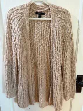 Forever 21 Light Pink Open-Front Cable Knit Cardigan